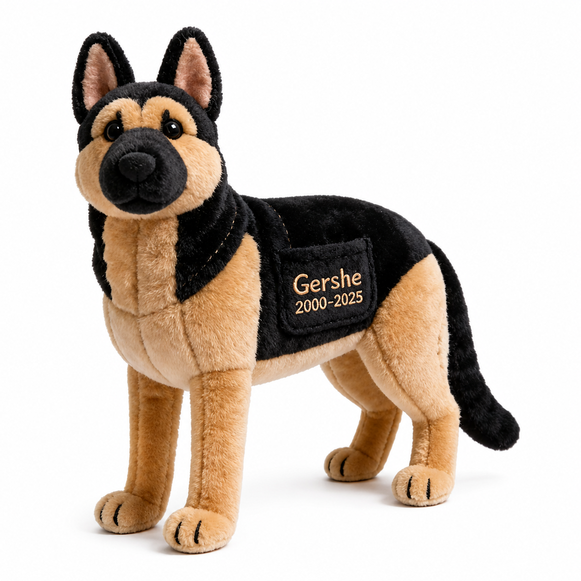 Custom Pet Memorial German Shepherd Faux Fur Shaped Pillow - Personalized Dog Loss Remembrance Stuffed Animal, Sympathy Keepsake Gift for Pet Bereavement