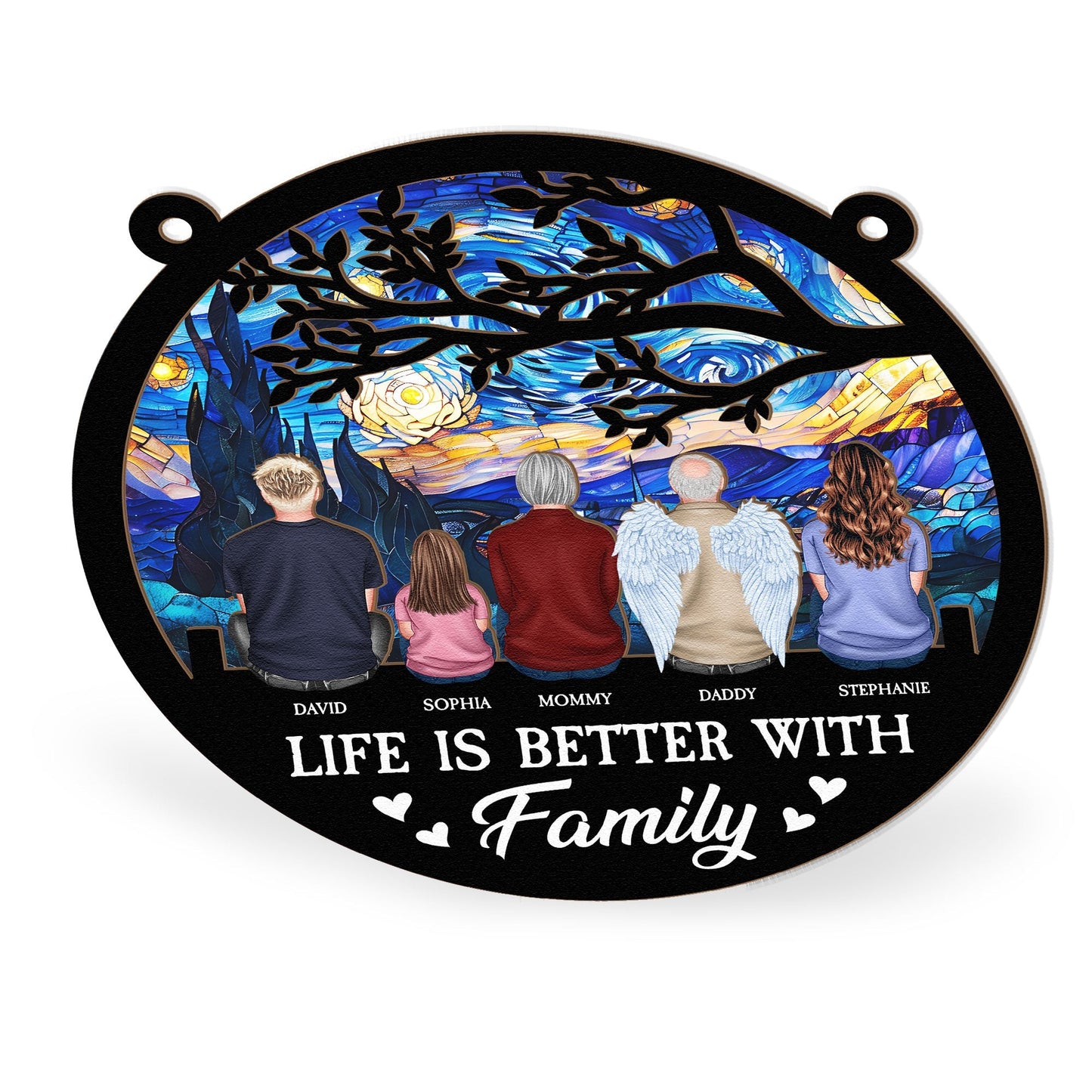 Life is Better with Family β Personalized Wood and Acrylic Layered Ornament, Family Gift