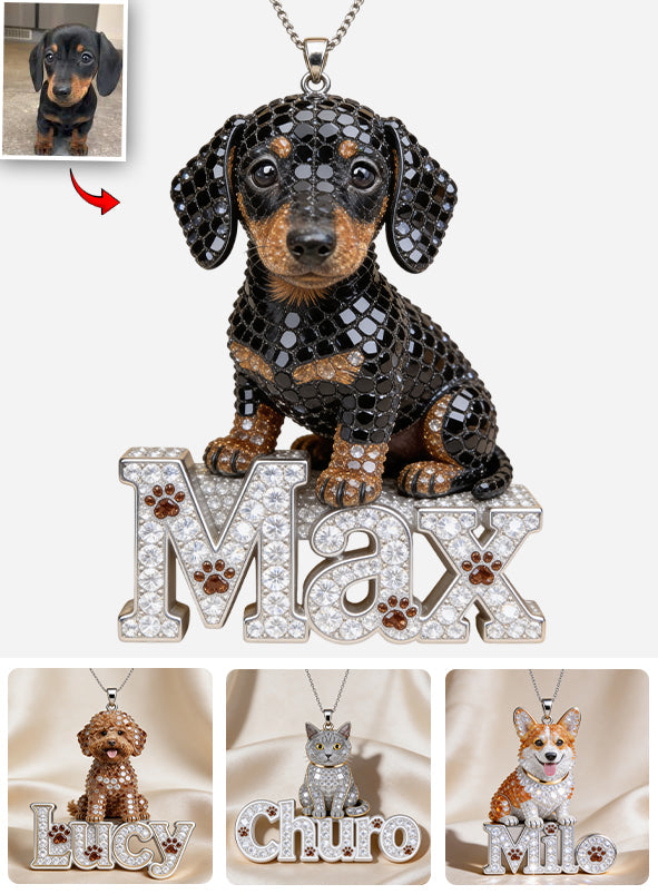 Pet Mom Gift, Dog Lover Gift - Personalized Dog Shaped Metal Pendant Necklace