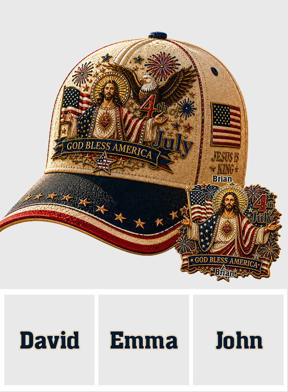 One Nation Under God, 4th Of July - Personalized Christian Classic Cap With Pin