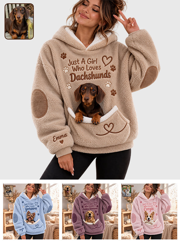 Just A Girl Who Loves Dogs - Personalized Dog Fleece Hoodie
