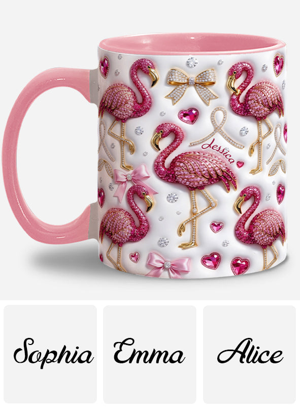 Love Flamingo - Personalized Flamingo Set Accent Mug with Acrylic Stirrers