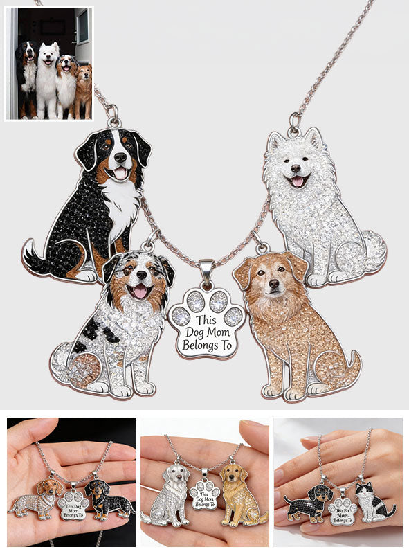 This Dog Mom Belongs To - Personalized Dog Metal Necklaces With Pendants