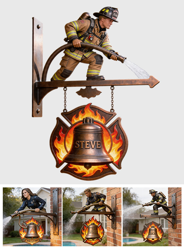 Proud Firefighter - Personalized Firefighter Wooden Wall Mount Sign
