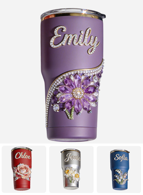 Self Love - Gift For Her - Personalized Birth Month Flower Tumbler