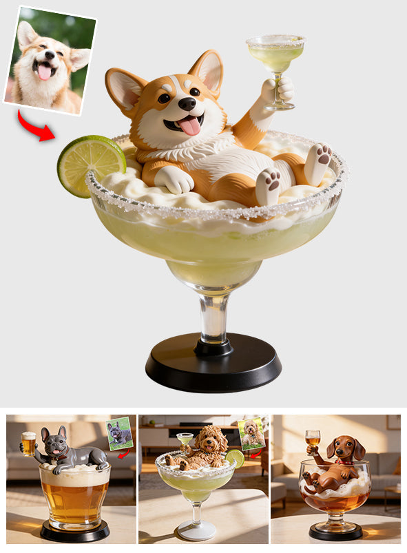 Personalized Dog Swimming In Cocktail, Wine, Whiskey - Personalized Dog Custom Shaped Acrylic Plaque