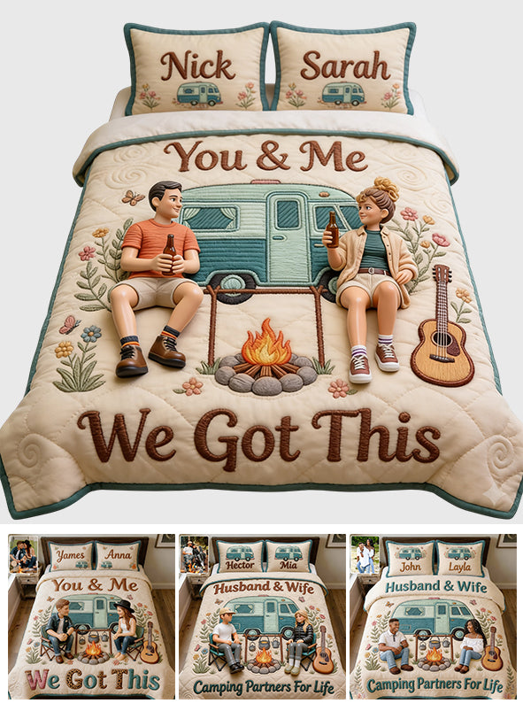 You & Me We Got This - Personalized Camping Quilt Set