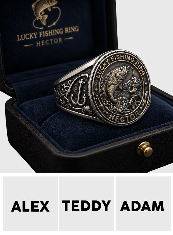 Lucky Fishing Ring - Personalized Fishing Signet Ring