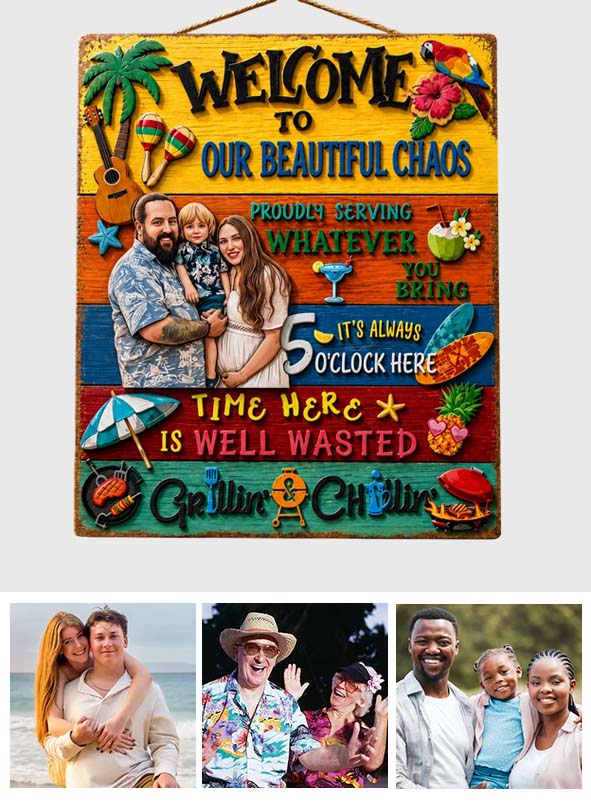 Welcome to Our Patio Outdoor - Personalized Backyard 2 Layered Wood Sign / Wood Plaque