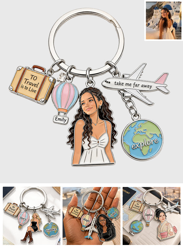 To Travel Is To Live - Personalized Travelling Premium Keychain With Charms