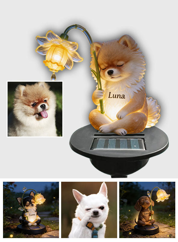 Sleepy Puppy - Personalized Dog Garden Solar Light