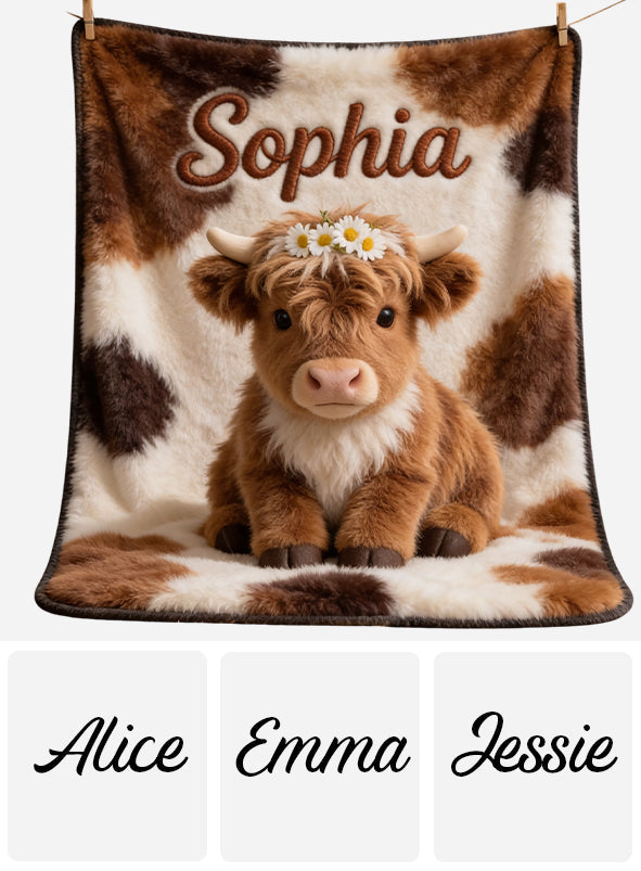 Rustic Comfort - Personalized Highland Cow Blanket