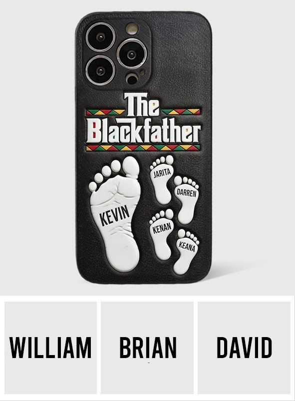 The Blackfather - Personalized Father 3D Embossed Leather Phone Case
