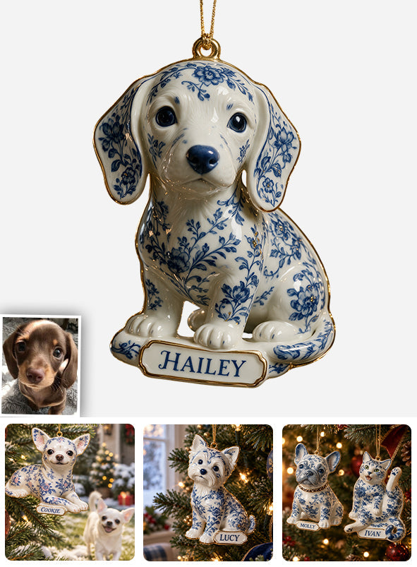 Toile De Jouy Dog - Personalized Dog Premium 3D Ornament