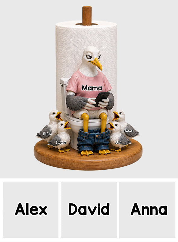Mom Dad Funny Seagulls - Personalized Father Paper Towel Stand