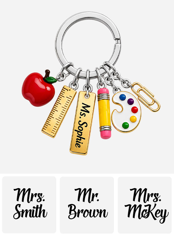 Teach With Love - Personalized Teacher Premium Keychain With Charms