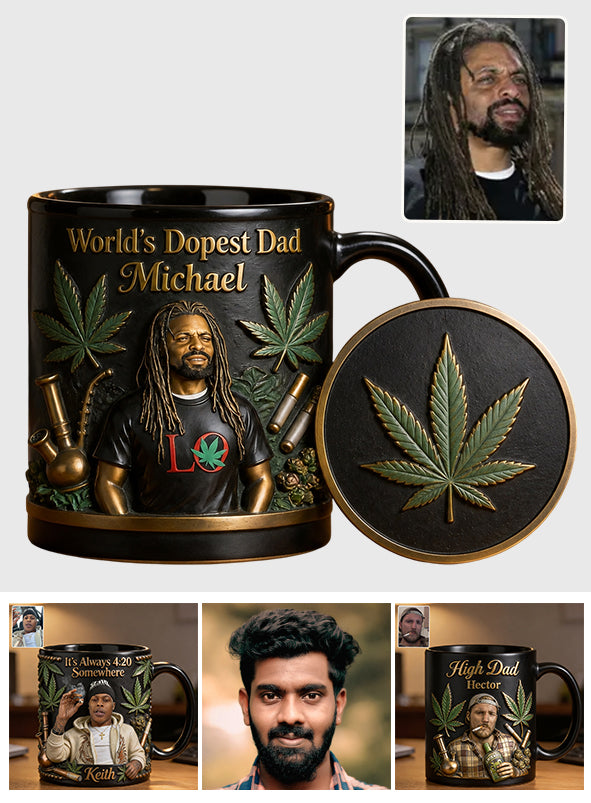 World's Dopest Dad - Personalized Weed Accent Mug & Coaster