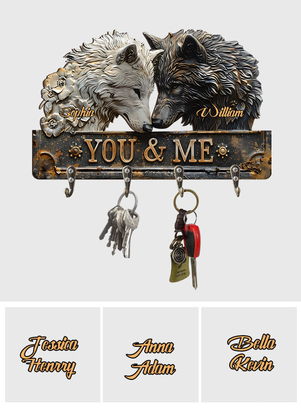 You & Me - Personalized Wolf Custom Shaped Key Rack