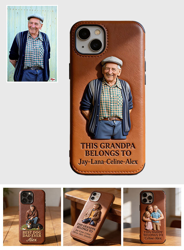 Together Always Case - Personalized Grandpa 3D Embossed Leather Phone Case
