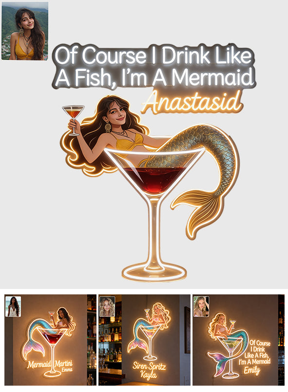 Tipsy Mermaid - Personalized Cocktail LED Light Acrylic Sign