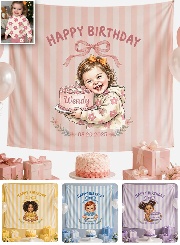 Happy Birthday Decoration Gift - Personalized Birthday Wall Tapestry