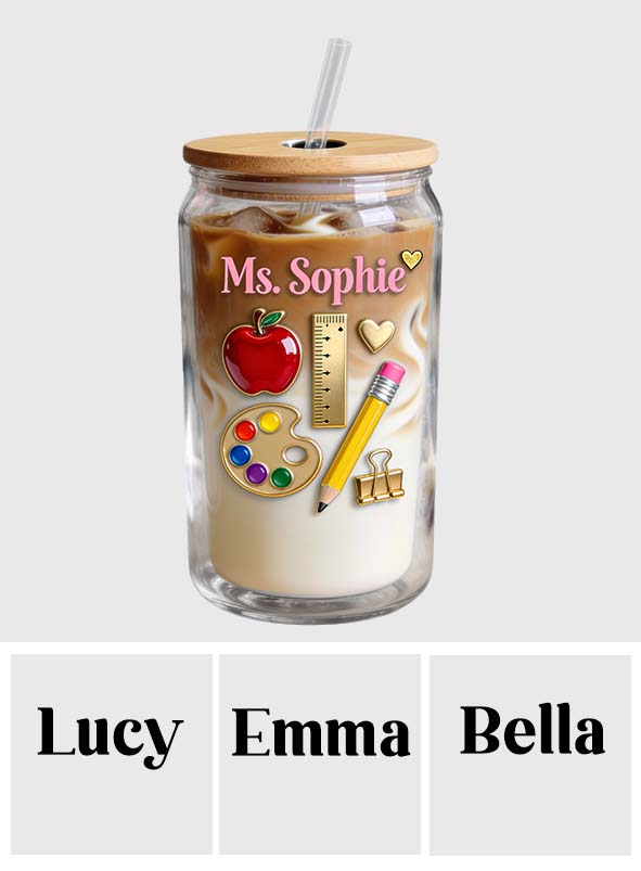 Teach With Love - Personalized Teacher Can Glass