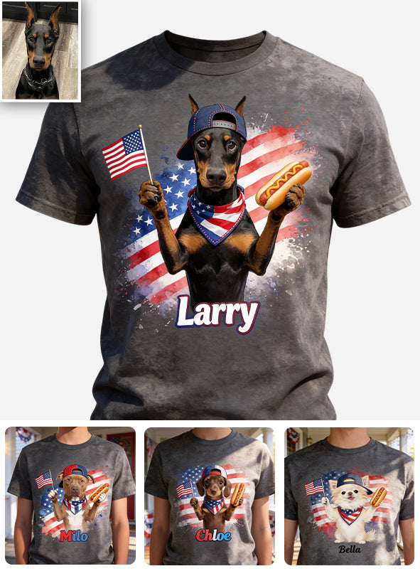 Patriotic USA - Personalized Dog Washed T-Shirt