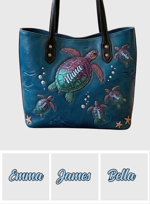 Nana Turtle - Personalized Grandma Leather Bag
