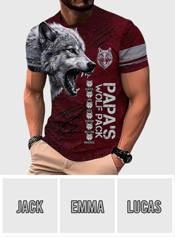 Papa’s Wolf Pack - Personalized Father All Over Shirt