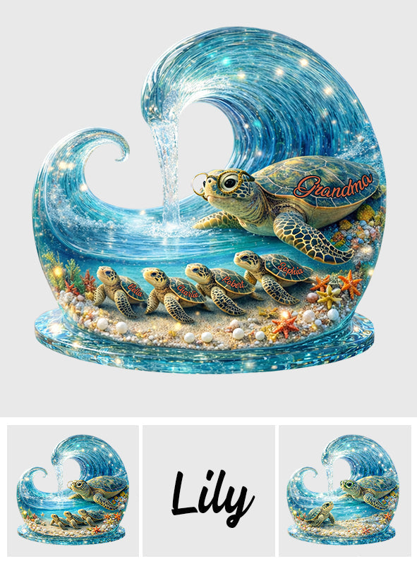 Sea Turtle Grandma Gift - Personalized Grandma Custom Shaped Acrylic Plaque