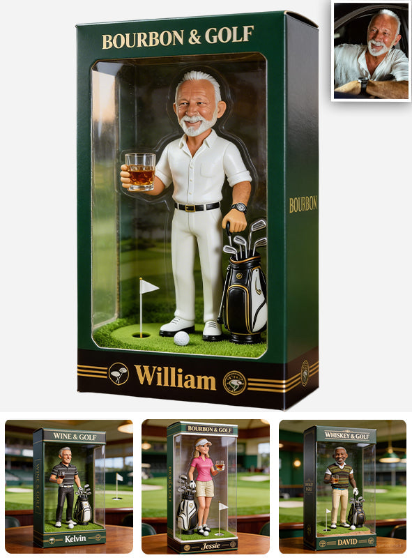 Whiskey, Bourbon, Wine And Golf - Personalized Golf Custom Shaped Acrylic Plaque