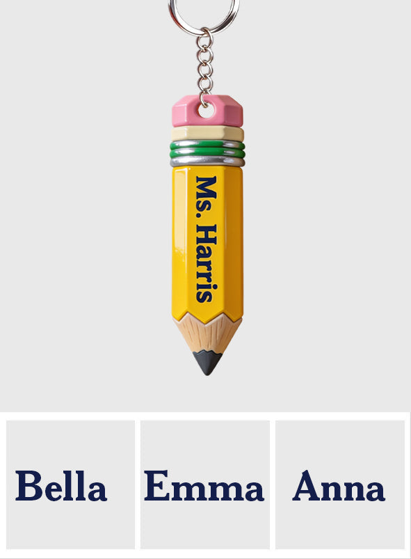 Pencil-Shaped Teacher Gift - Personalized Teacher Keychain