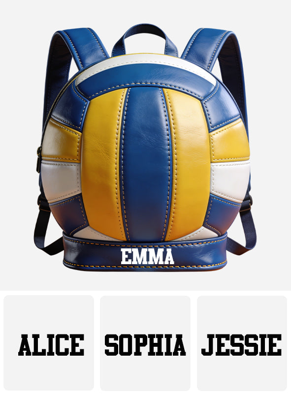 Love Volleyball - Personalized Volleyball Changeable Leather Patch Backpack
