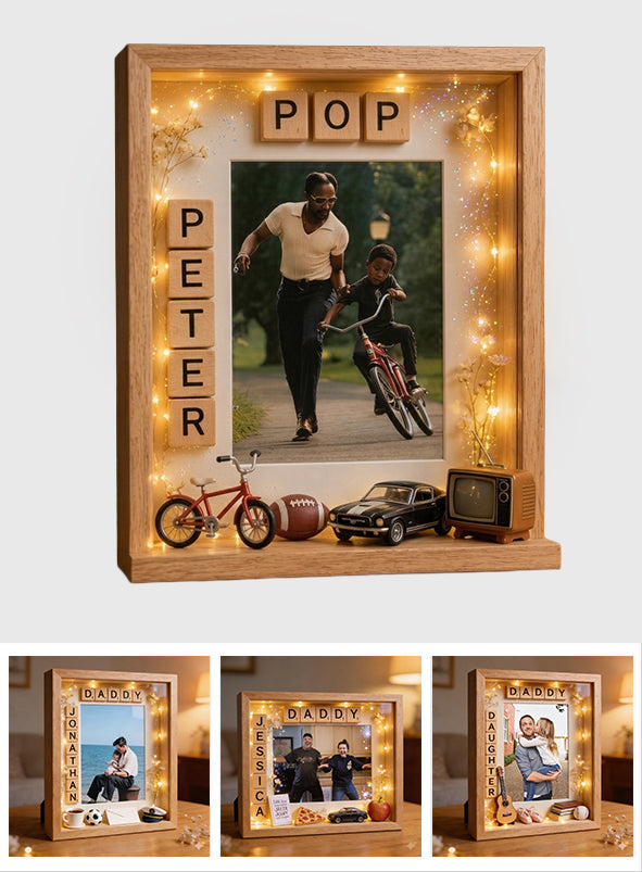 Unique Father's Day Gift, Custom From Any Photo - Personalized Father Picture Frame Light Box