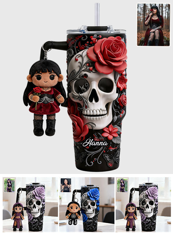 Love Skulls - Personalized Skull Tumbler With Plush Charm