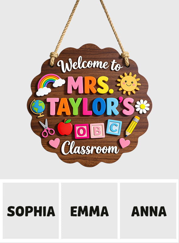 Welcome To Teacher's Classroom - Personalized Teacher 2 Layered Wood Sign / Wood Plaque