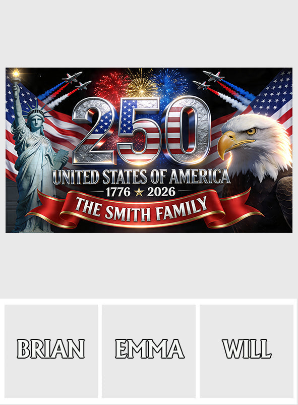 Outdoor Decor America 250th Anniversary - Personalized Independence Day/ 4th of July Garage Door Banner