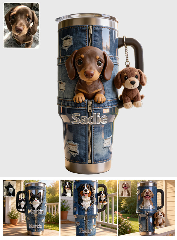 Love My Pet - Personalized Pet Tumbler With Plush Charm