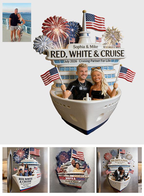Red, White & Cruise - Personalized Cruising Magnet
