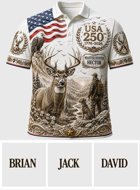 USA 250th Hunter - Personalized Hunting Polo Shirt