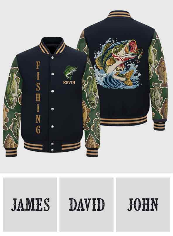 Love Fishing - Personalized Fishing Varsity Jacket