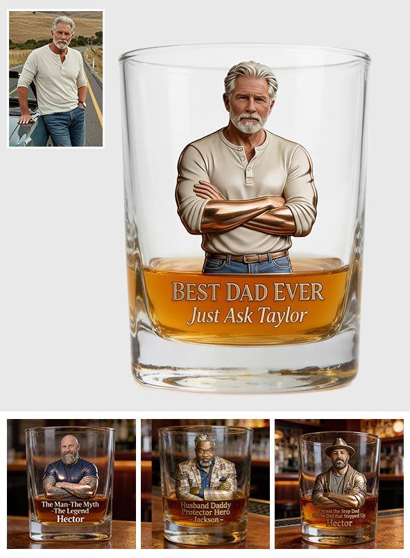 Our Rock, Our Hero - Father’s Day Whiskey Glass - Personalized Father Whiskey Glass