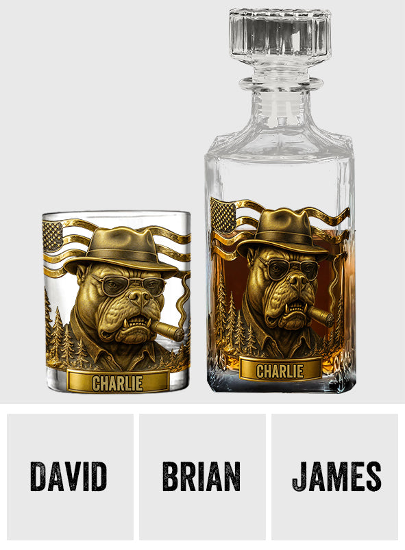 Mafia Pitbull - Personalized Pitbull Whiskey Decanter Set