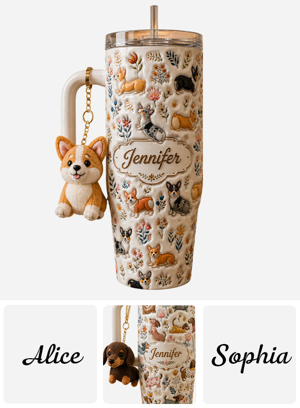 Vintage Dog - Personalized Dog Tumbler With Plush Charm