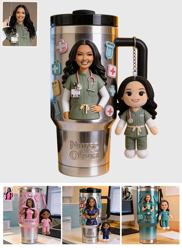 Best Nurse Ever - Personalized Nurse Tumbler With Plush Charm