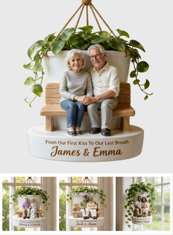 Love Grows Here - Personalized Couple Hanging Pot