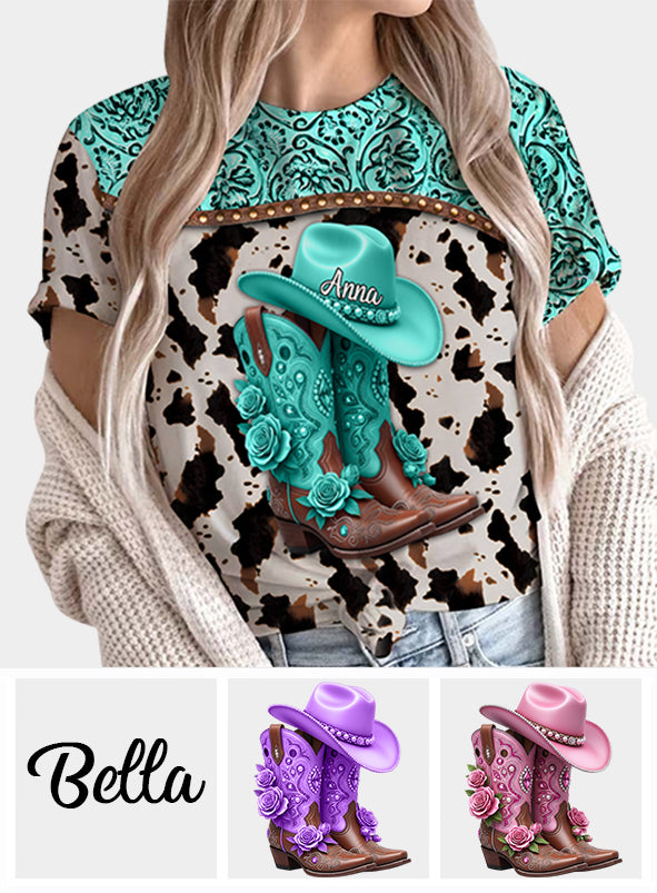 Western Cowgirl Boots - Personalized Cowgirl All Over Shirt