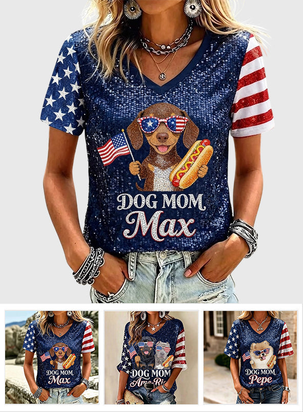Patriotic Dog Owner - Personalized Dog Fully Printed V-Neck T-Shirt