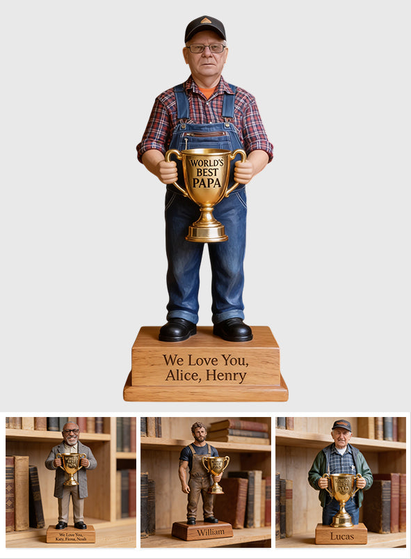 World's Best Papa - Personalized Grandpa Custom Shaped Wood Plaque
