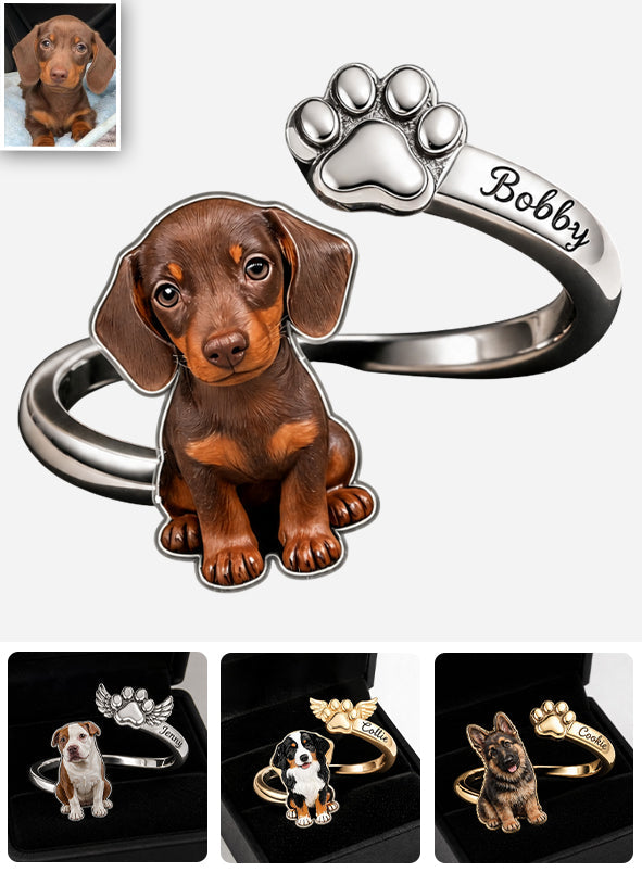 Pet Keepsake Gifts - Personalized Dog Adjustable Shaped Ring
